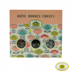 Boite Bonnes Choses Rose - Confiseries - Boite spécialité noisette. Fabriqué par MAZET à MONTARGIS CEDEX (Loiret-45).