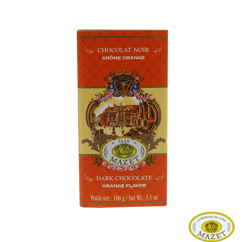 Tablette de Chocolat Noir et Orange minilabo - Chocolats - Tablette de chocolat noir et orange. Fabriqué par MAZET à MONTARGIS CEDEX (Loiret-45).