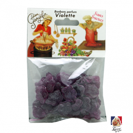 Bonbons Sans Sucre à la Violette 115g - Confiseries - Bonbons sans sucre à la violette. Fabriqué par LUCIEN GEORGELIN à VIRAZEIL (Lot-et-Garonne-47).