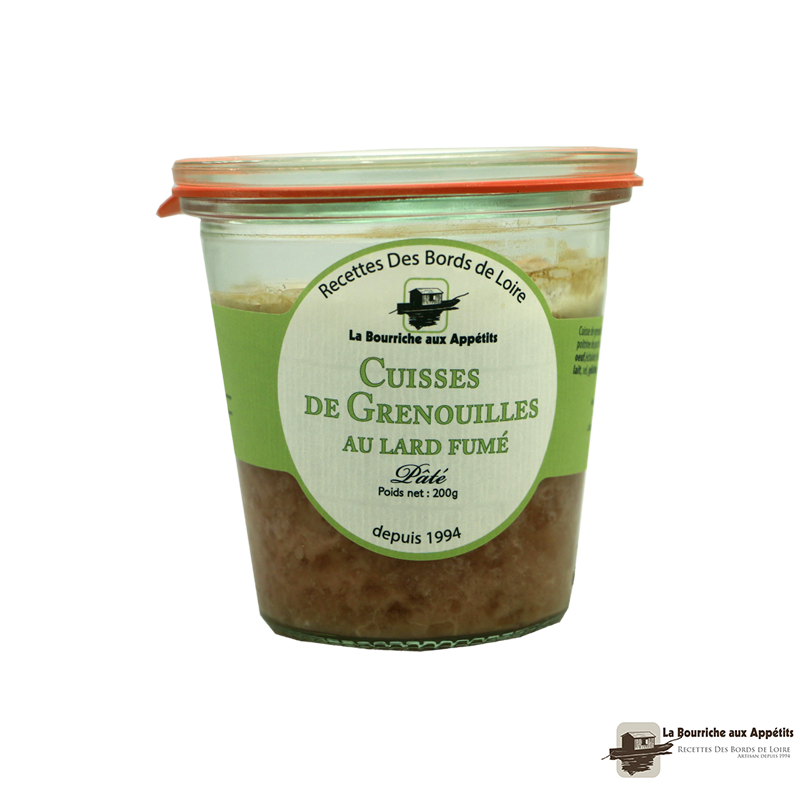 Pâte de Grenouilles et Lard fumé 200g - Terrines et Conserves de Poissons - Pâté de grenouille et lard fumé. Fabriqué par LA BOURRICHE AUX APPETITS à VINEUIL (Loir-et-Cher-41).