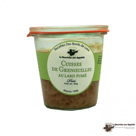 Pâte de Grenouilles et Lard fumé 200g - Terrines et Conserves de Poissons - Pâté de grenouille et lard fumé. Fabriqué par LA BOURRICHE AUX APPETITS à VINEUIL (Loir-et-Cher-41).