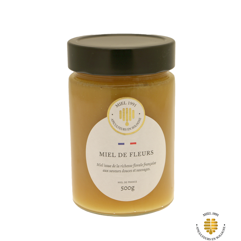Miel de Fleurs 500g - Miels - Miel de fleurs grand format. Fabriqué par GAEC APICOLE DE MERIGNAN à LA FERTE ST AUBIN (Loiret-45).