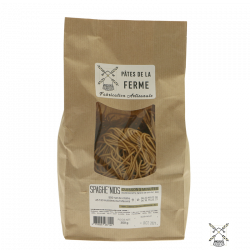 Spaghe'nids 350g - Pâtes - Spaghetti au blé dur. Fabriqué par LE MOULIN LAURENTAIS à HUISSEAU SUR MAUVES (Loiret-45).