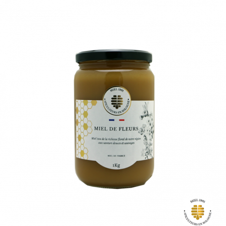 Miel de Fleurs 1kg - Miels - Miel de Fleurs très grand format. Fabriqué par GAEC APICOLE DE MERIGNAN à LA FERTE ST AUBIN (Loiret-45).