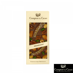 Tablette de Chocolat Lait et Mendiant 90g - Chocolats - Tablette de chocolat au lait et Mendiant.  Fabriqué par COMPTOIR DU CACAO à BAZOCHE SUR LE BETZ (Loiret - 45).