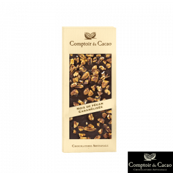 Tablette au Chocolat Noir et Noix de Pécan Caramélisée 90gr - Chocolats - Tablette au Chocolat Noir et Noix de Pécan Caramélisée.  Fabriqué par COMPTOIR DU CACAO à BAZOCHE SUR LE BETZ (Loiret - 45).