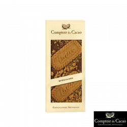 Milk Chocolate and Speculoos Bar 90g - Chocolates - Milk Chocolate and Speculoos Bar. Manufactured by COMPTOIR DU CACAO in BAZOCHE SUR LE BETZ (Loiret - 45).