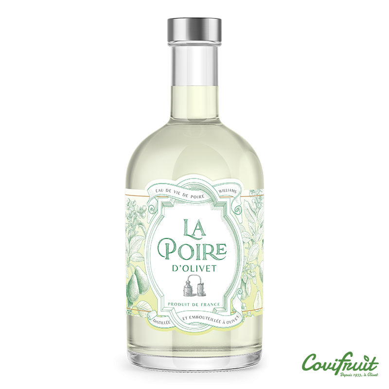 Eau de Vie Poire d'Olivet 70cl 43° - Eaux de Vie - Le Fruit d'une sélection et d'une distillation maîtrisée. Fabriqué par COVIFRUIT à OLIVET (Loiret-45).