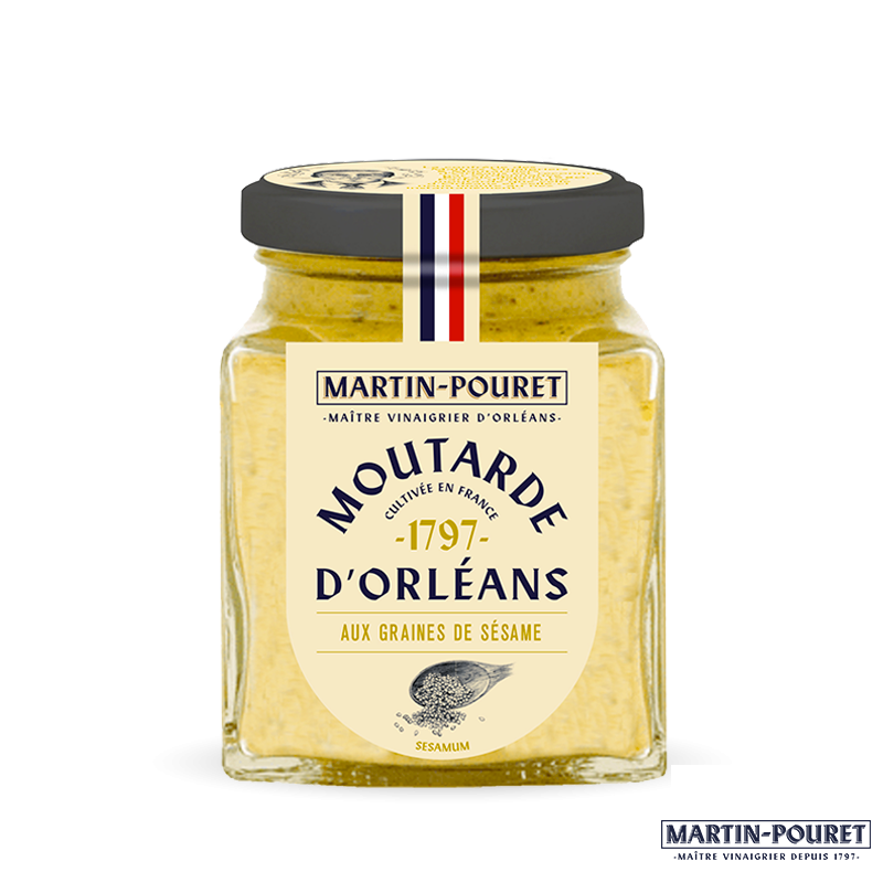 Moutarde au Sésame 200g - Moutardes - Moutarde aux graines de sésames. Fabriqué par MARTIN POURET à FLEURY LES AUBRAIS (Loiret-45).