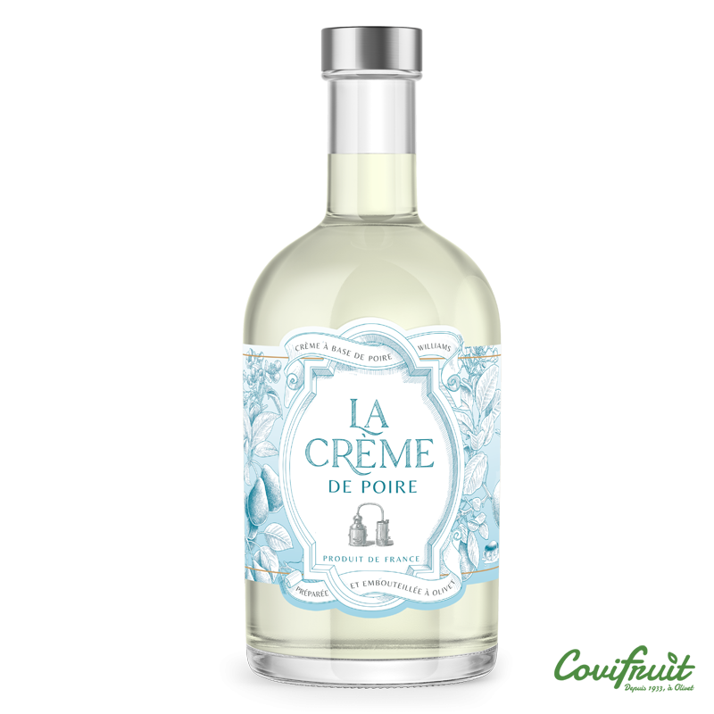 Crème de poire Williams 50cl18° - Crèmes et Liqueurs - Assemblage d'Eau de vie de Poire Williams, de Sucre et de Jus de Poire Williams. Fabriqué par COVIFRUIT à OLIVET (Loiret-45).